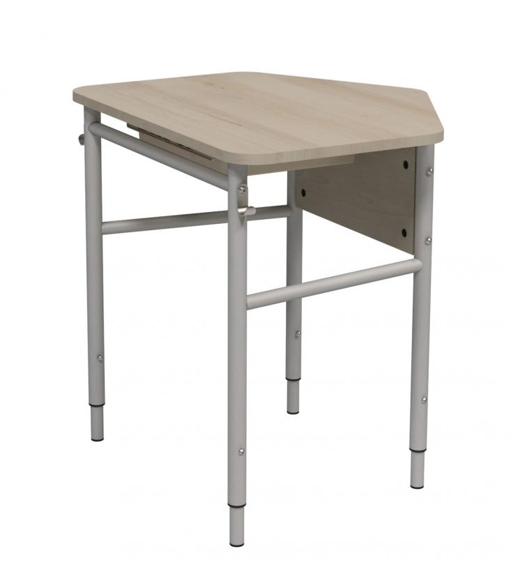 Стіл учнівський 5-кутний з висувним лотком, на круглій металевій трубі, ростові групи №4-7, АЛМАНТ, 700х597х640-820 мм.